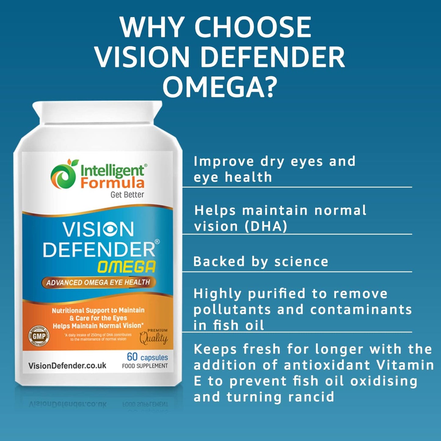 Vision Defender Eye Care Bundle with Intelligent Formula - Supports Eye Health with Bilberry, Pine Bark, Omega-3 Fish Oil, and Vitamin E - Made in UK by Eye Specialists