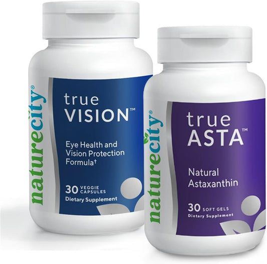 Vision Support Bundle: TrueVision Eye Health Formula + TrueAsta Marine - 30 Veggie Capsules