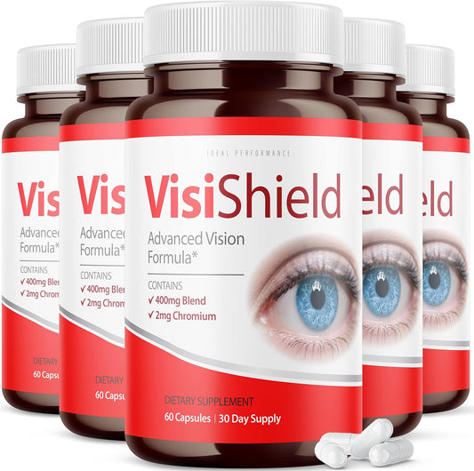 Visishield Advanced Vision Formula for Eyes Supplement Pills (5 Pack, 300 Capsules) - Ideal Performance & Vitamins