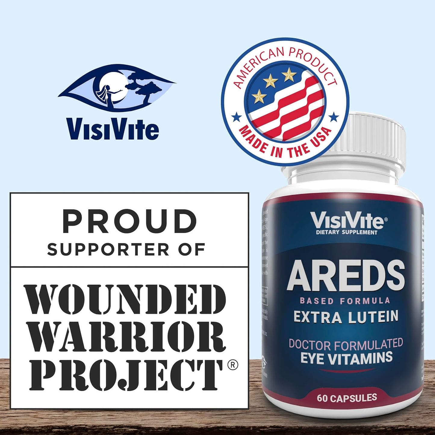 VisiVite AREDS Lutein Eye Vitamins: Beta-Carotene-Free Lutein Supplements for Adults - 60 Capsules