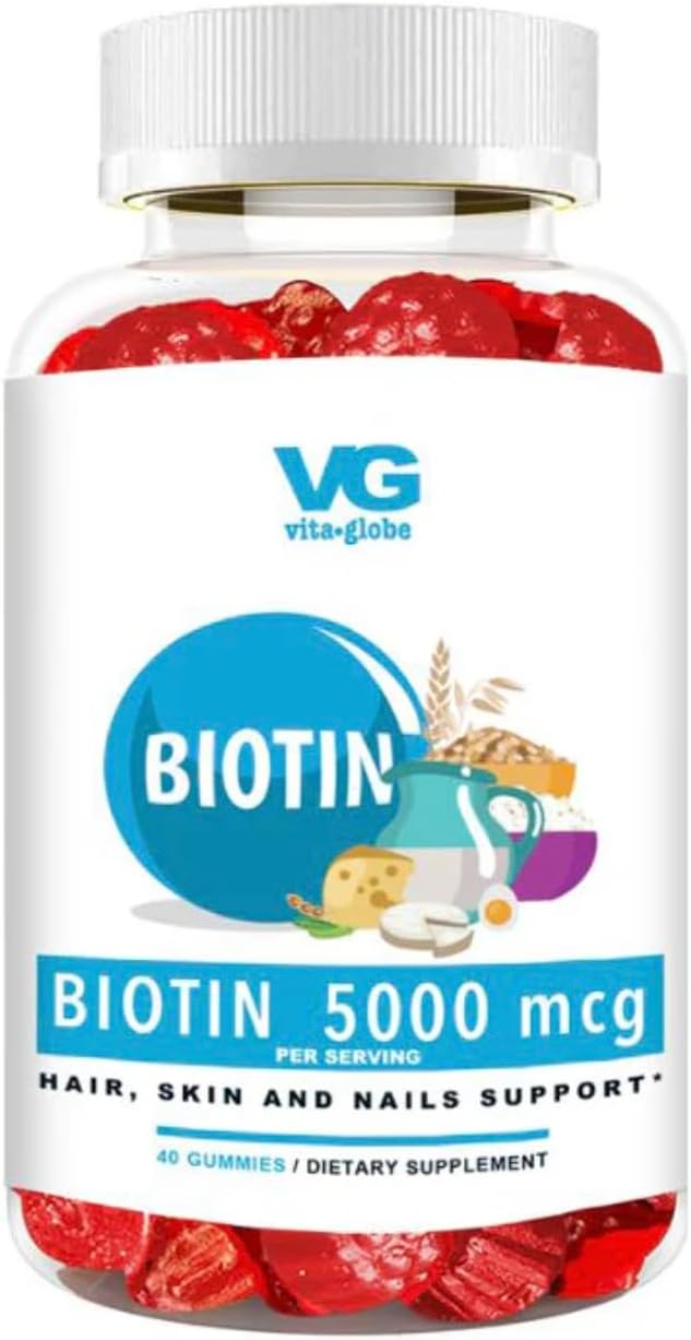 VITA GLOBE Biotin 5000mcg Gummy - Mixed Berry Gummy for Hair, Skin & Nails - 40 Count