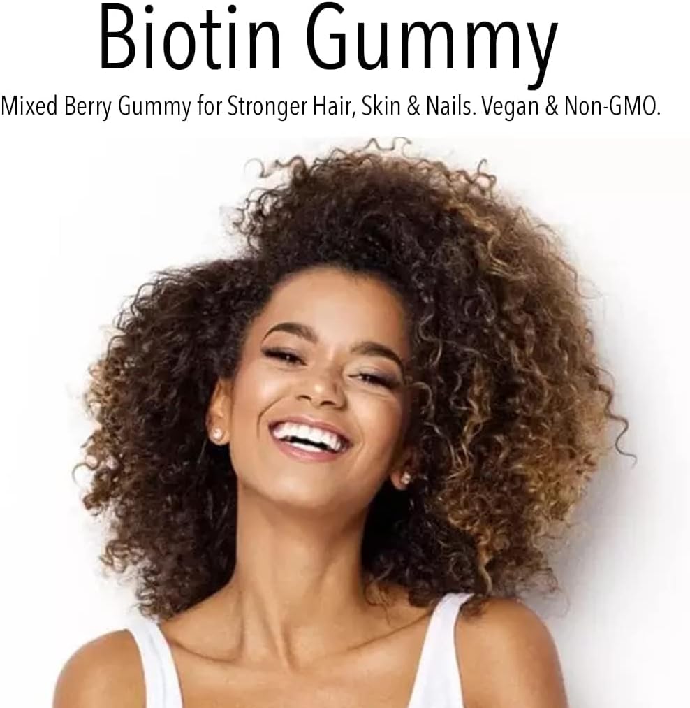 VITA GLOBE Biotin 5000mcg Gummy - Mixed Berry Gummy for Hair, Skin & Nails - 40 Count