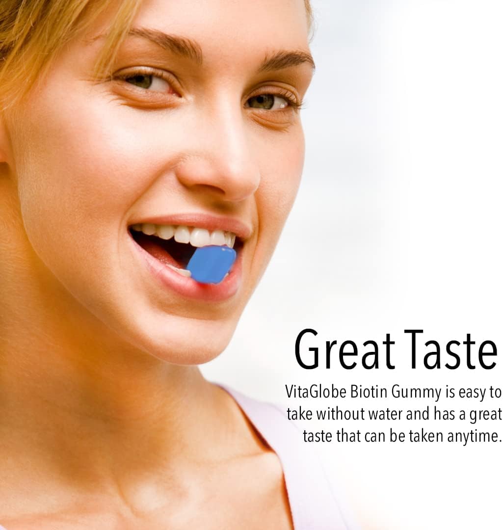 VITA GLOBE Biotin 5000mcg Gummy - Mixed Berry Gummy for Hair, Skin & Nails - 40 Count