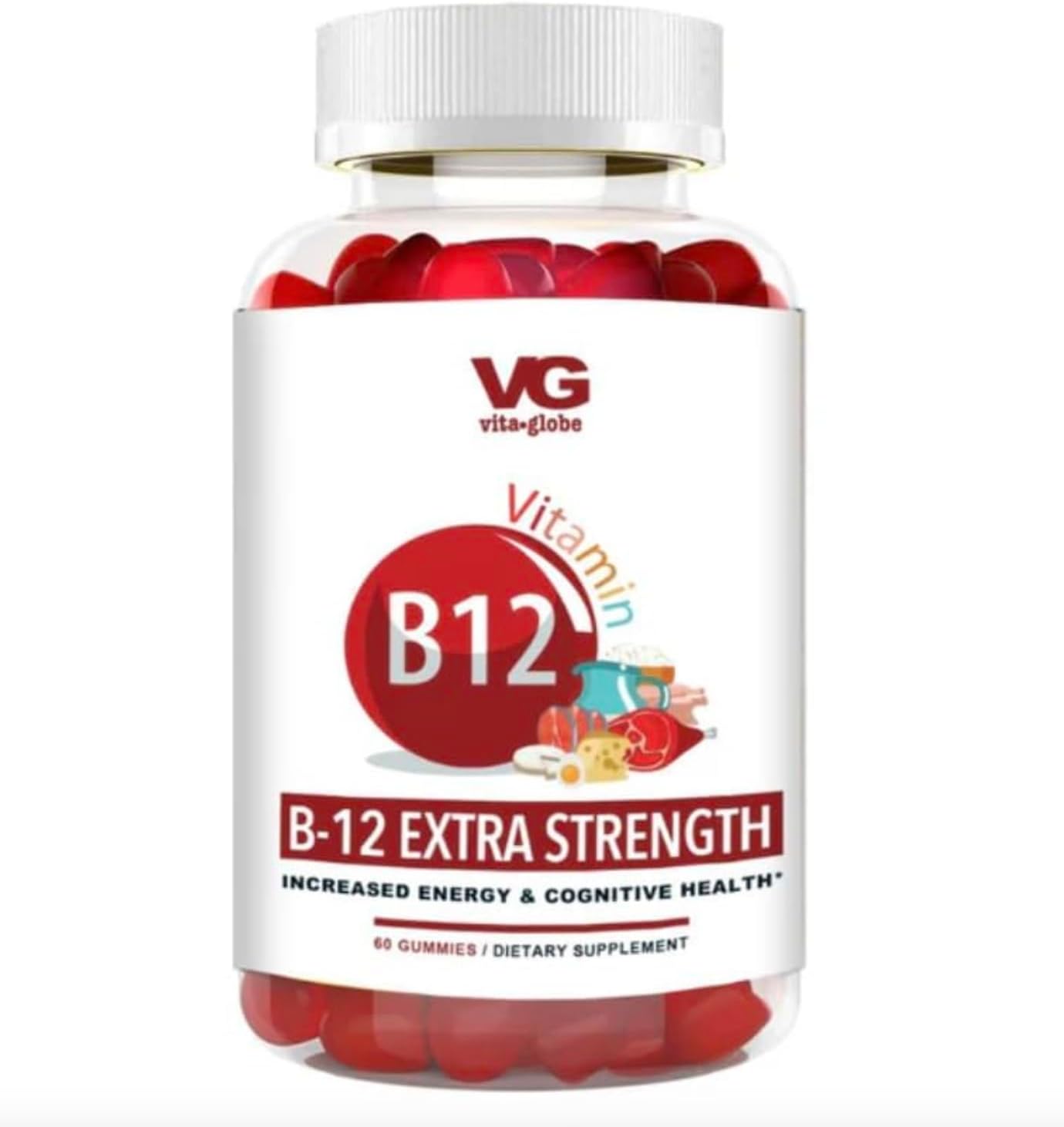 VITA GLOBE Vitamin B12 1000mcg Gummies - Energy Boost, Metabolism Support, Nervous System Health - 60 Count