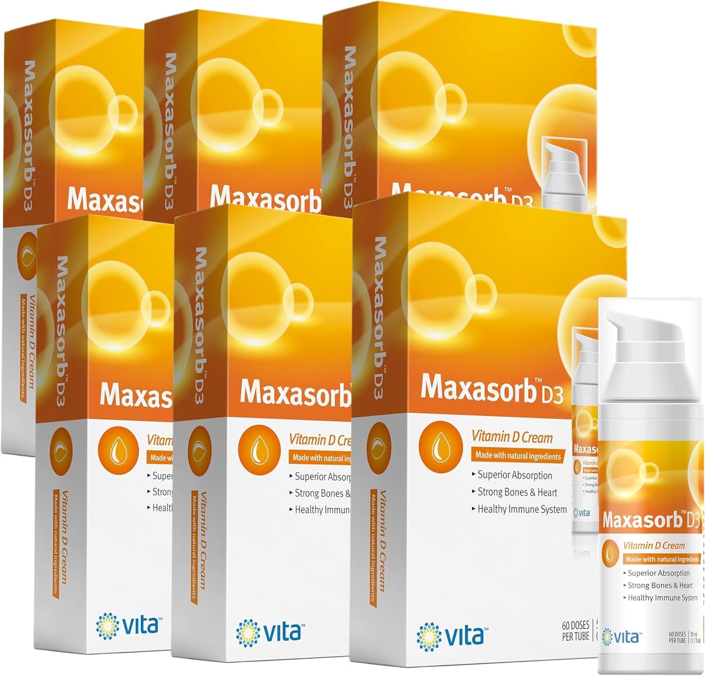 Vita Sciences Vitamin D3 Cream for Healthy Skin, Paraben-Free Formula with 1000 IU Vitamin D for Face and Body
