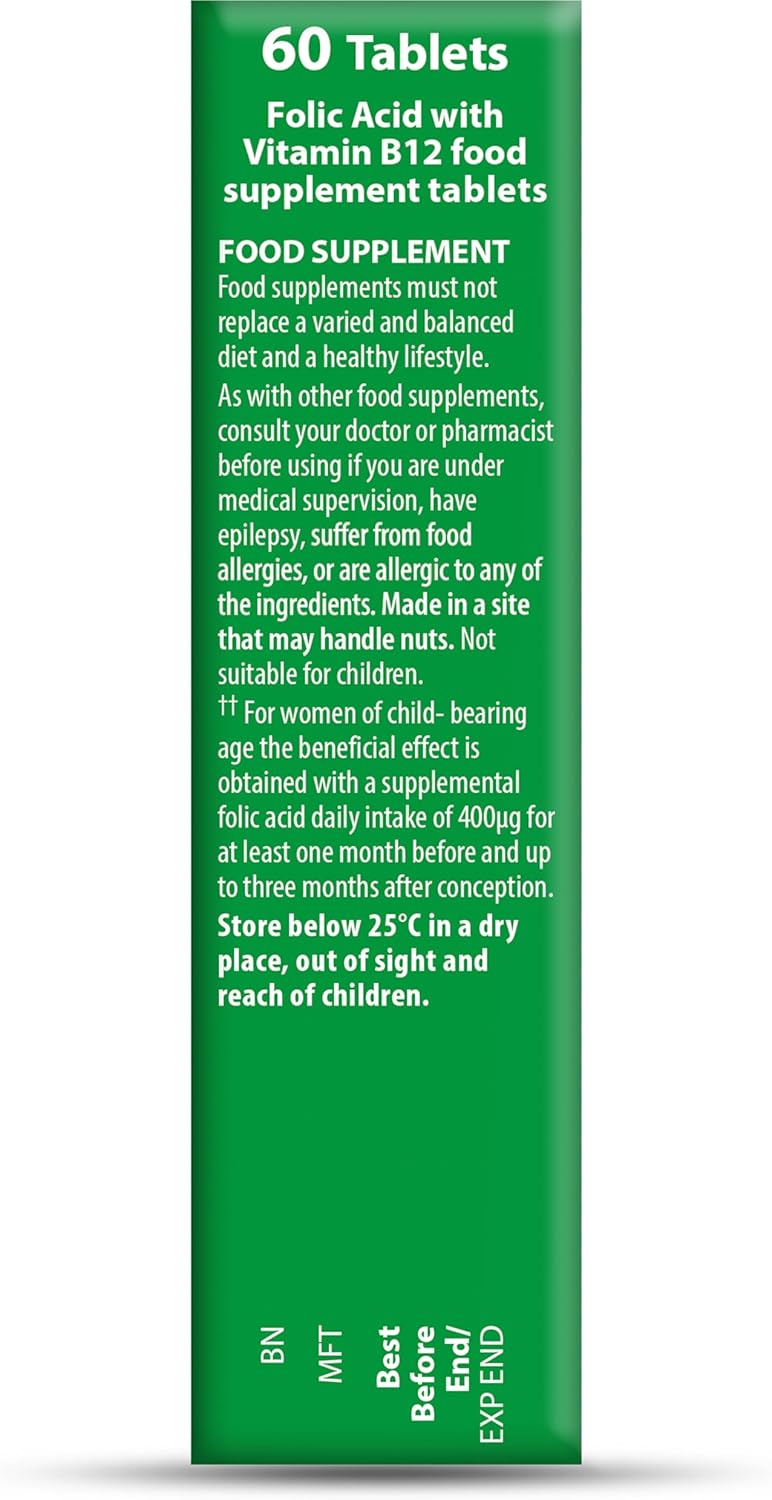 Vitabiotics Ultra Folic Acid 400ug with Vitamin B12 Tablets - 60 Count