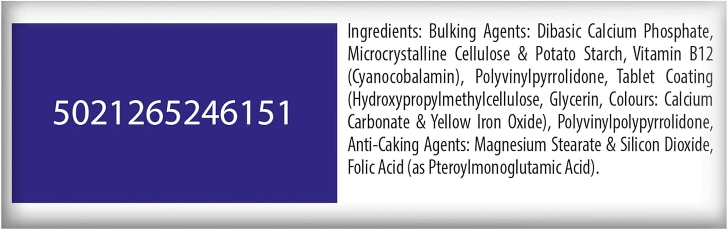 Vitabiotics Ultra Folic Acid 400ug with Vitamin B12 Tablets - 60 Count