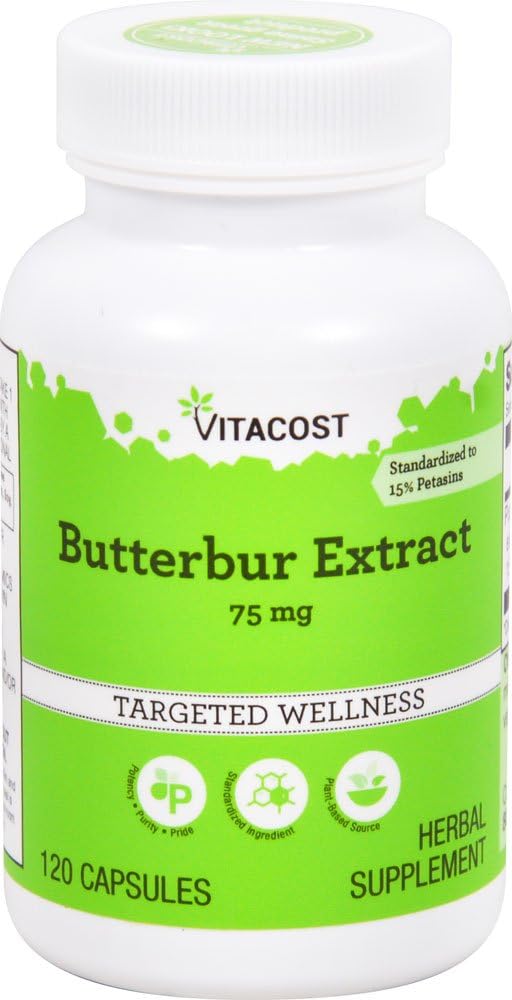 Vitacost Butterbur Extract Capsules - 75 mg - 120 Count - Standardized Formula for Wellness - BoostGo Australia