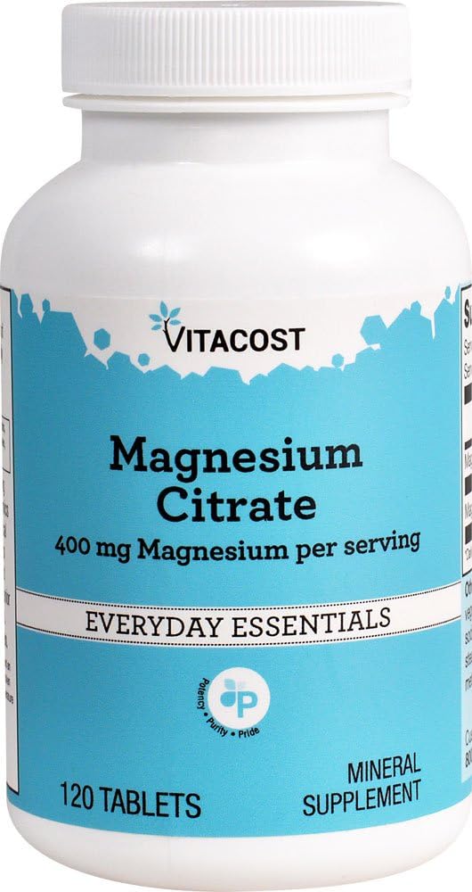 Vitacost Magnesium Citrate Supplement - 400mg per Serving - 120 Tablets for Bone and Muscle Support