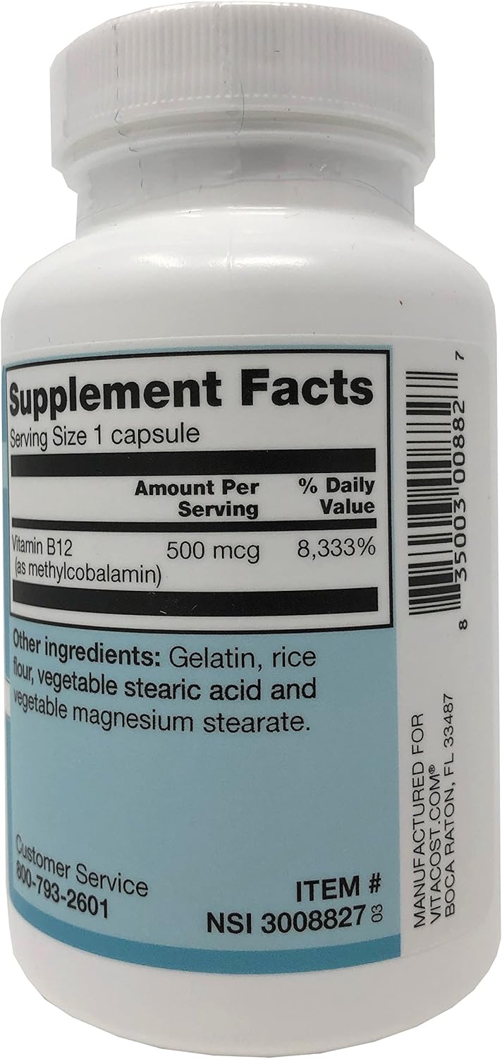 Vitacost Methylcobalamin Vitamin B-12 500 mcg - 300 Capsules