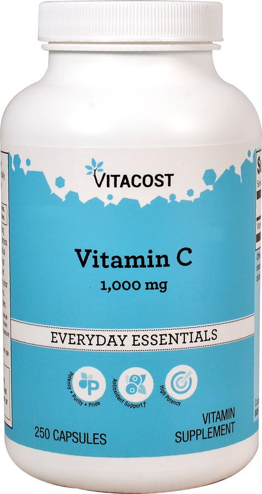 Vitacost Vitamin C 1000mg Capsules - 250 Count - High Quality Dietary Supplement
