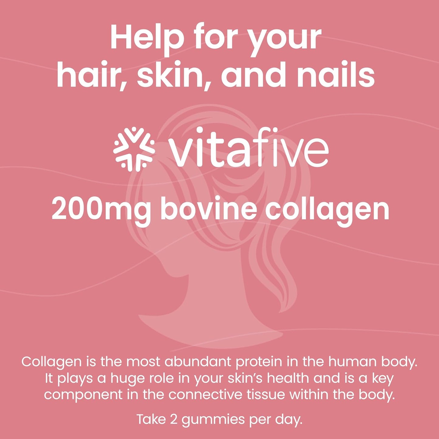 vitafive Bovine Collagen Gummies for Hair, Skin & Connective Tissue Support - Gluten Free - 50 Count - BoostGo Australia