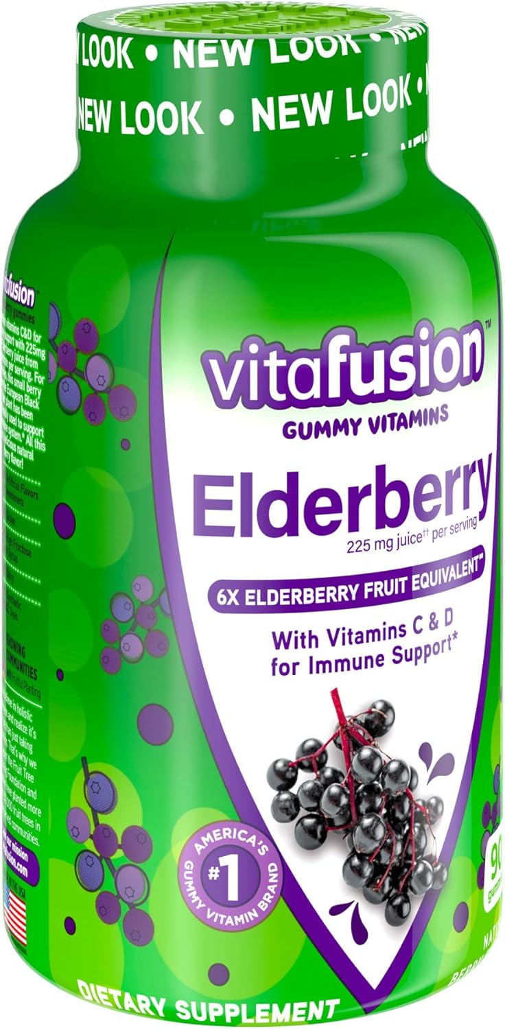 Vitafusion Elderberry Gummy Vitamins, 90 Count - Pack of 2 Chewable Elderberry Gummies