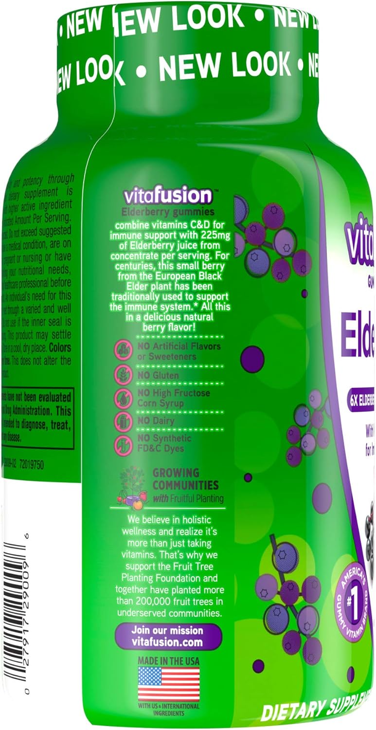 Vitafusion Elderberry Gummy Vitamins, 90 Count - Pack of 2 Chewable Elderberry Gummies