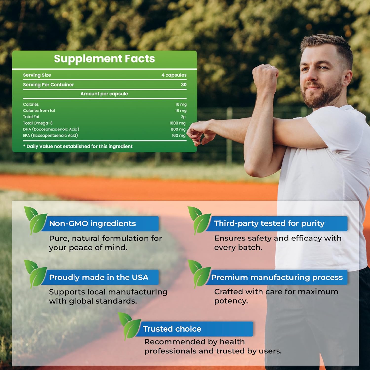 VITAGENIX Vegan Omega-3 Supplement with DHA & EPA from Marine Algae - Plant-Based Fish Oil Alternative Capsules for Heart, Brain, and Joint Health - Sustainable Option - 1 Pack