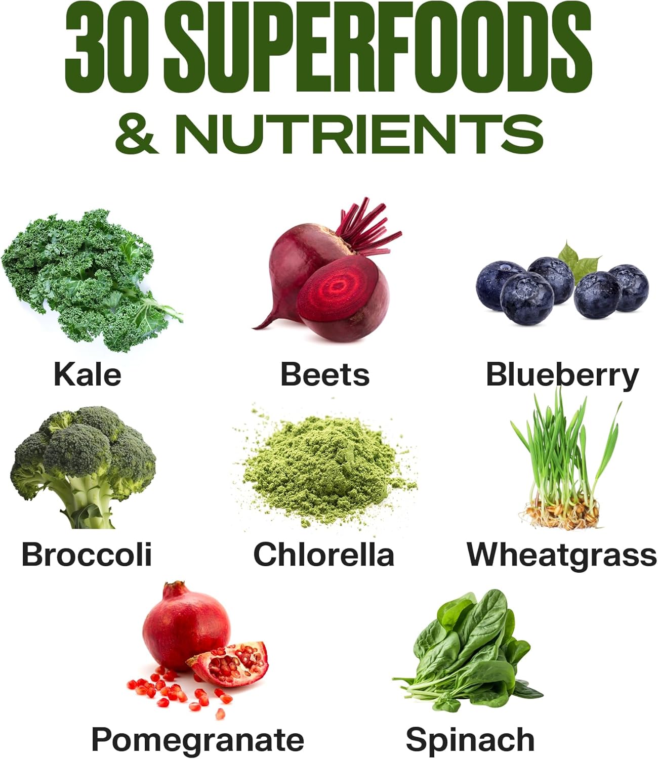 VitaHustle ONE Superfood Super Greens Powder with Prebiotics + Probiotics for Gut Health and Detox Support (Berry Flavor, 25 Servings)