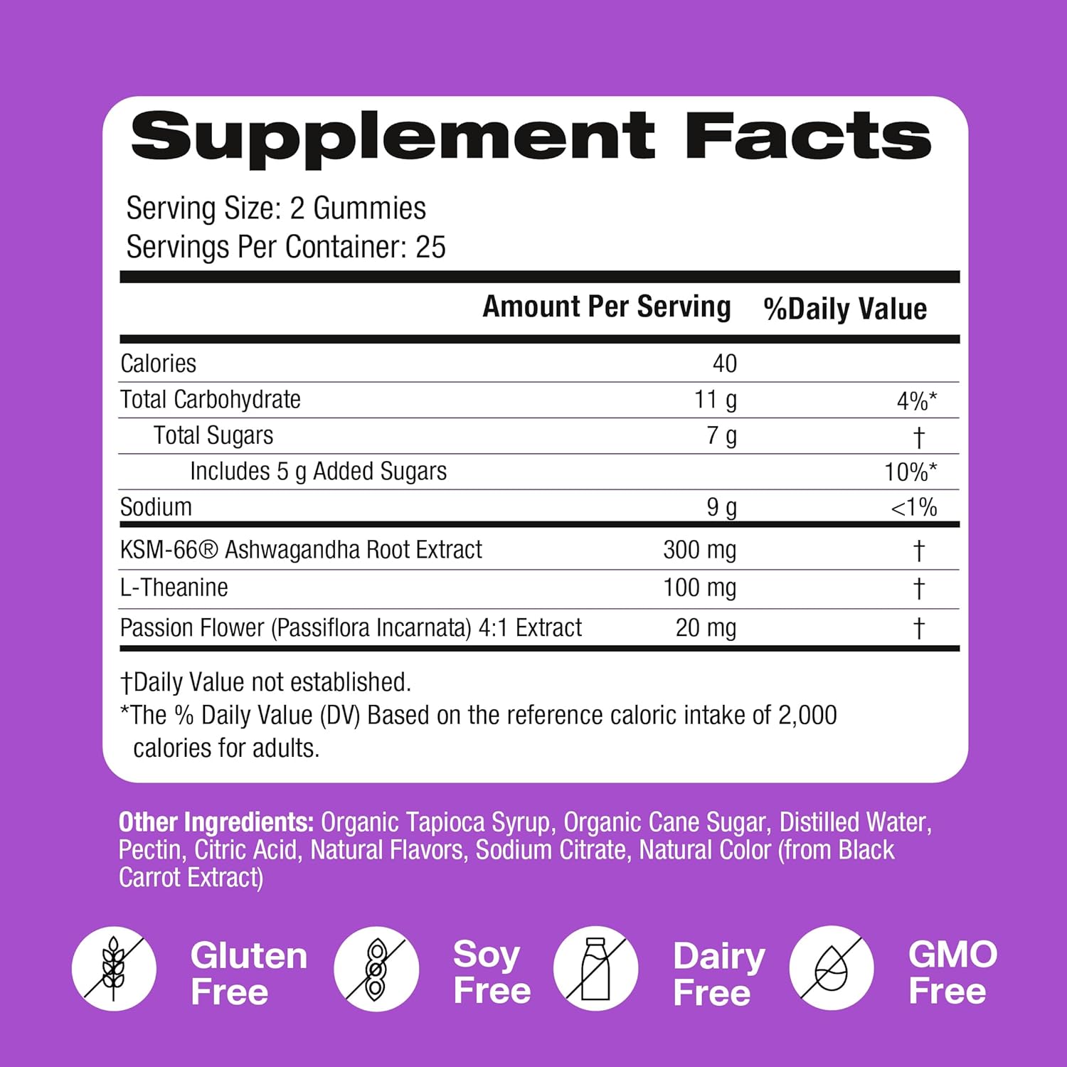 VitaHustle Stress Relief Gummies - 300mg KSM 66 Ashwagandha, L-Theanine, Vegan, Mood Support, Cortisol Balance, Focus - Passion Fruit Flavor - 50 Count