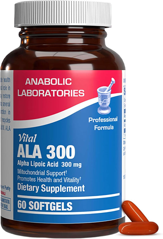 Vital ALA 300 Softgel Supplements - Anabolic Laboratories Alpha Lipoic Acid 300mg for Energy, Bone, Eye, and Nerve Health