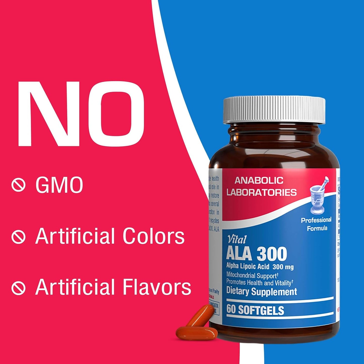 Vital ALA 300 Softgel Supplements - Anabolic Laboratories Alpha Lipoic Acid 300mg for Energy, Bone, Eye, and Nerve Health