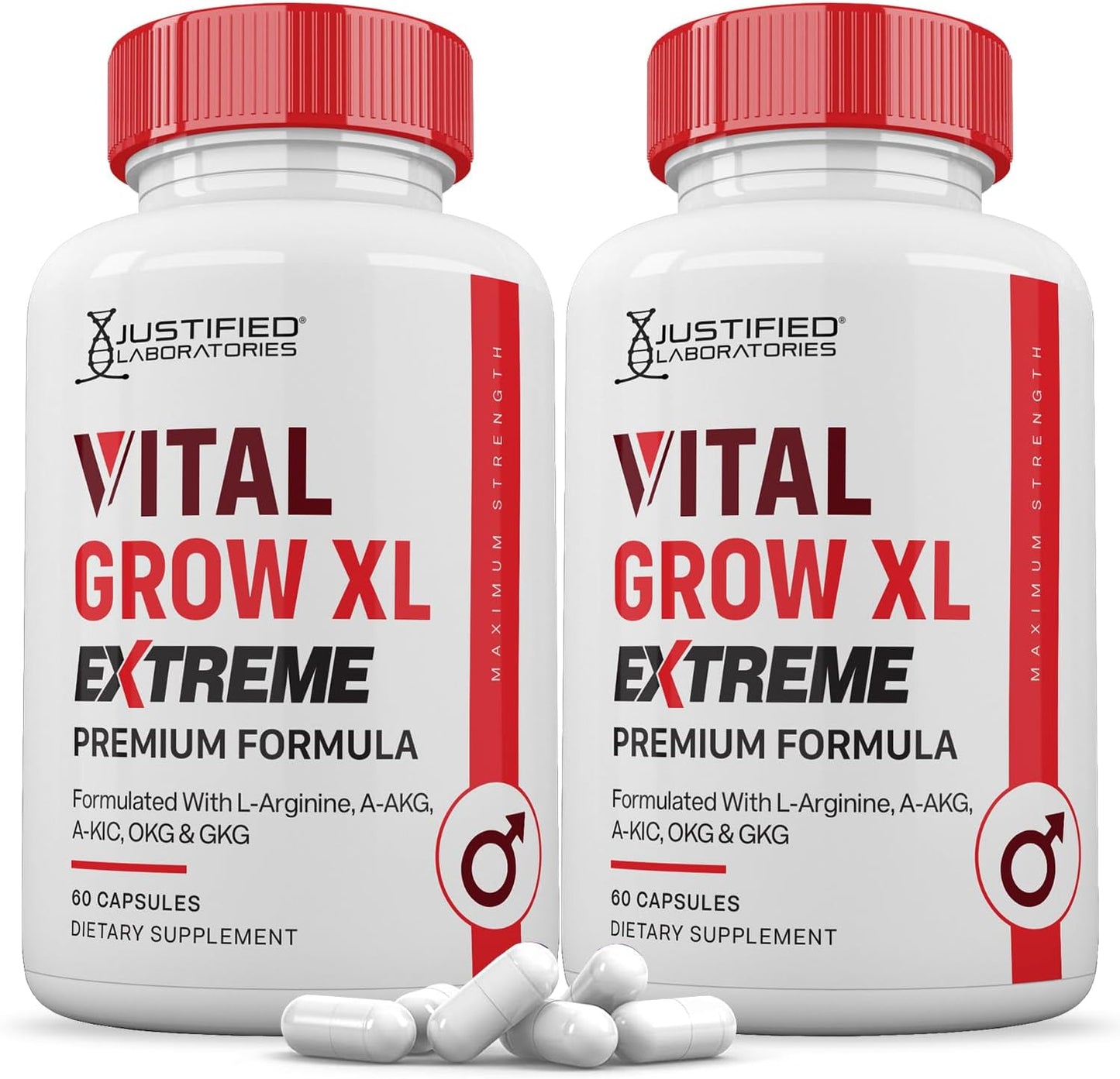 Vital Grow XL Extreme Pills 1600MG Premium Formula for Men's Health - 2 Pack by Justified Laboratories