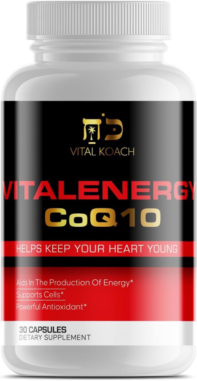 VITAL KOACH CoQ10 Ubiquinone 200mg Capsules - Supports Cardiovascular Health, Energy Production, Antioxidant - 30ct