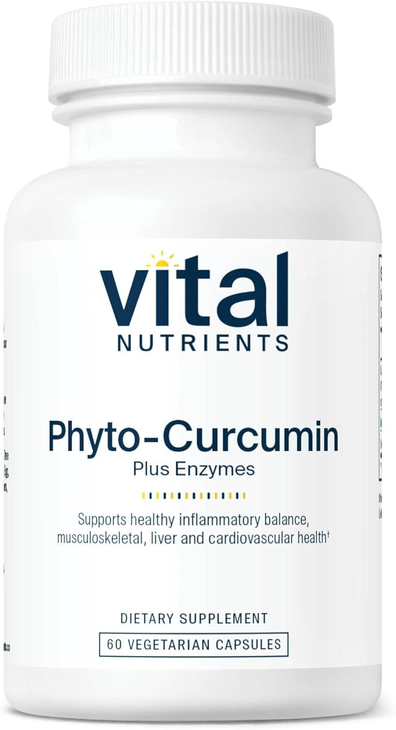 Vital Nutrients Phyto-Curcumin Plus Enzymes Capsules - Support Muscle, Bone, Liver, Heart Health - Gluten, Dairy, Soy Free - 60 Count