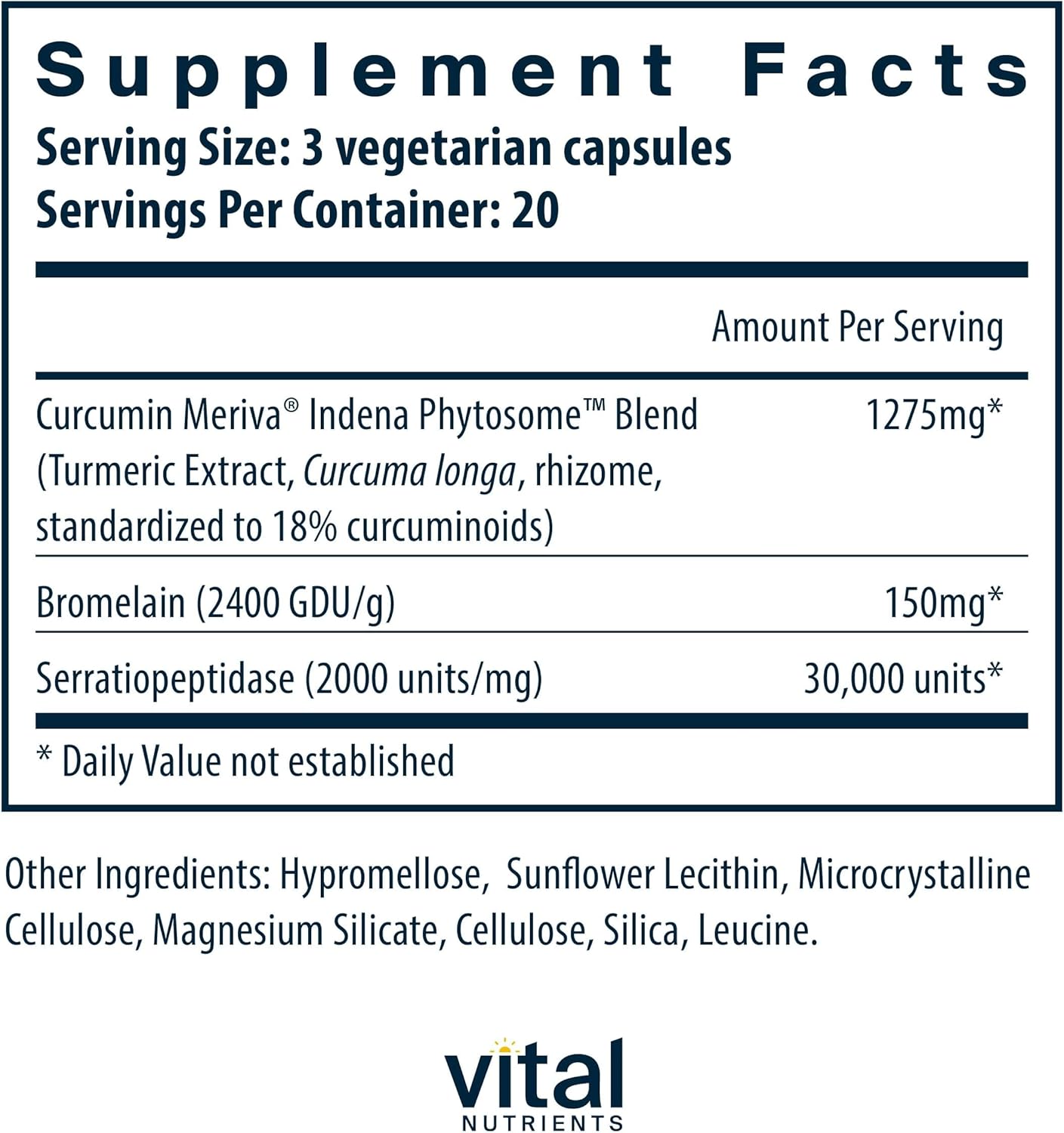 Vital Nutrients Phyto-Curcumin Plus Enzymes Capsules - Support Muscle, Bone, Liver, Heart Health - Gluten, Dairy, Soy Free - 60 Count
