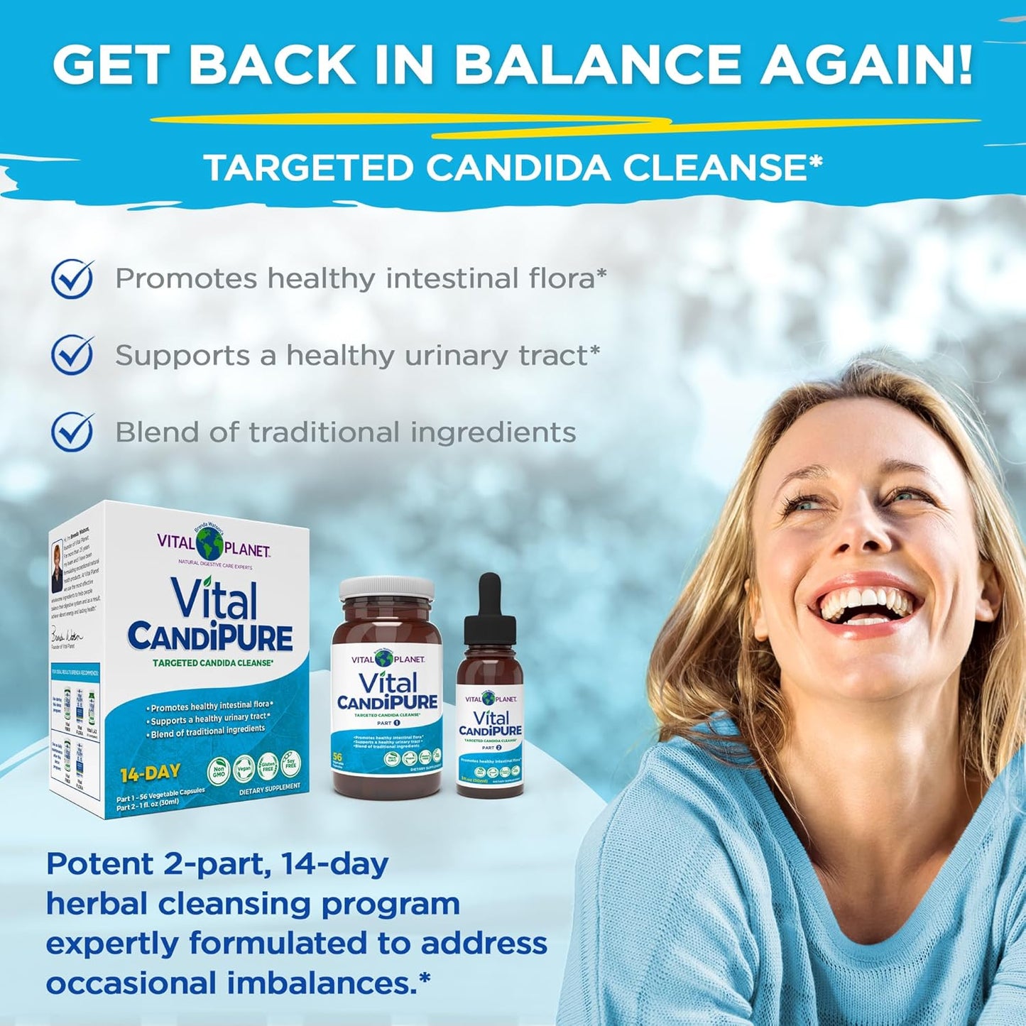 Vital Planet Vital CandiPURE Intestinal Cleanse 2-Part Kit - 56 Capsules, 1fl oz Herbal Extract - Supports Healthy Intestines