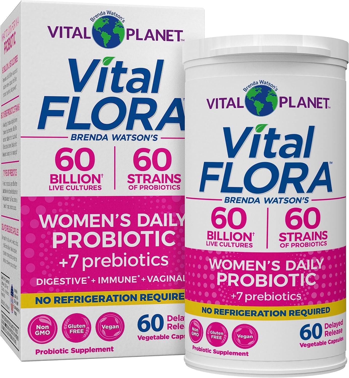 Vital Planet Women's Daily Probiotic - 60 Billion CFU, Diverse Strains, Organic Prebiotics - Immune and Vaginal Support - 60 Capsules