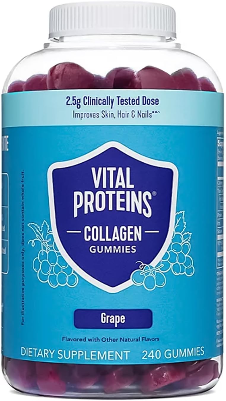 Vital-Proteins Collagen Gummies with 2.5g Verisol Peptides - 240 Grape Flavor Gummies