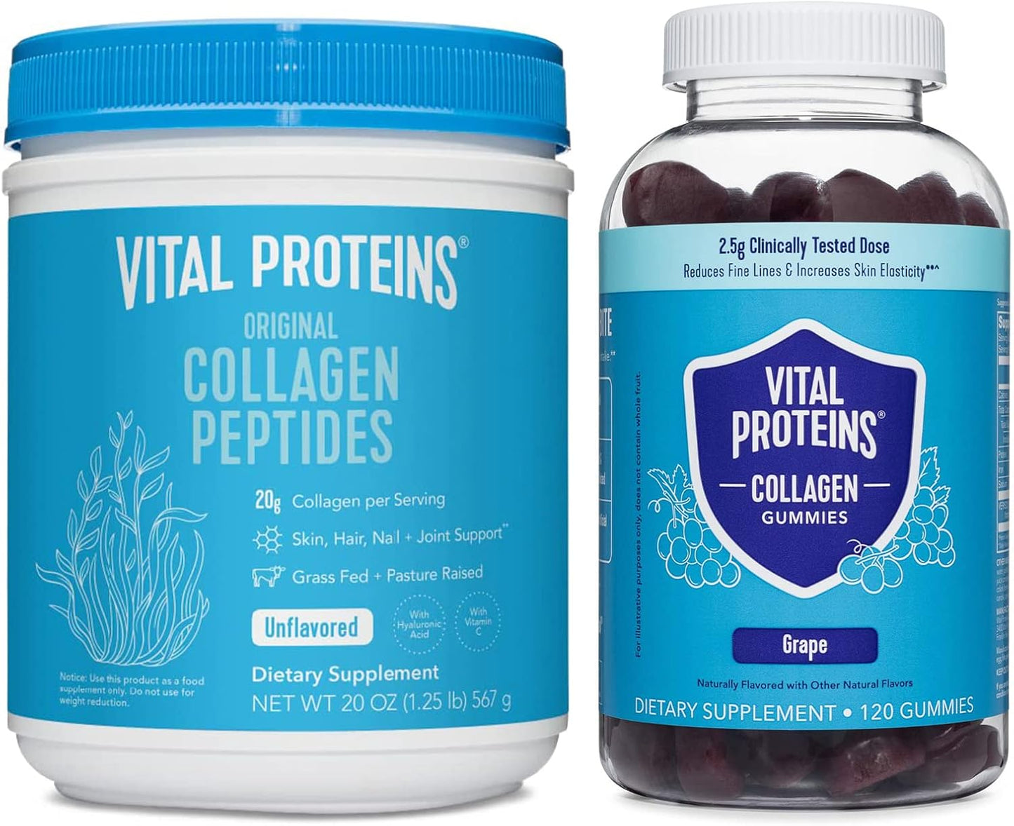 Vital Proteins Collagen Powder 20 oz with 240 Gummies - Bundle Pack