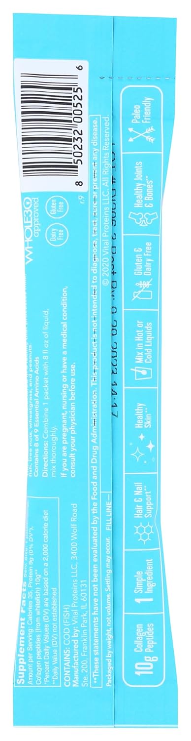 VITAL PROTEINS Marine Collagen Single Serving Packet, Unflavored, 0.35 OZ