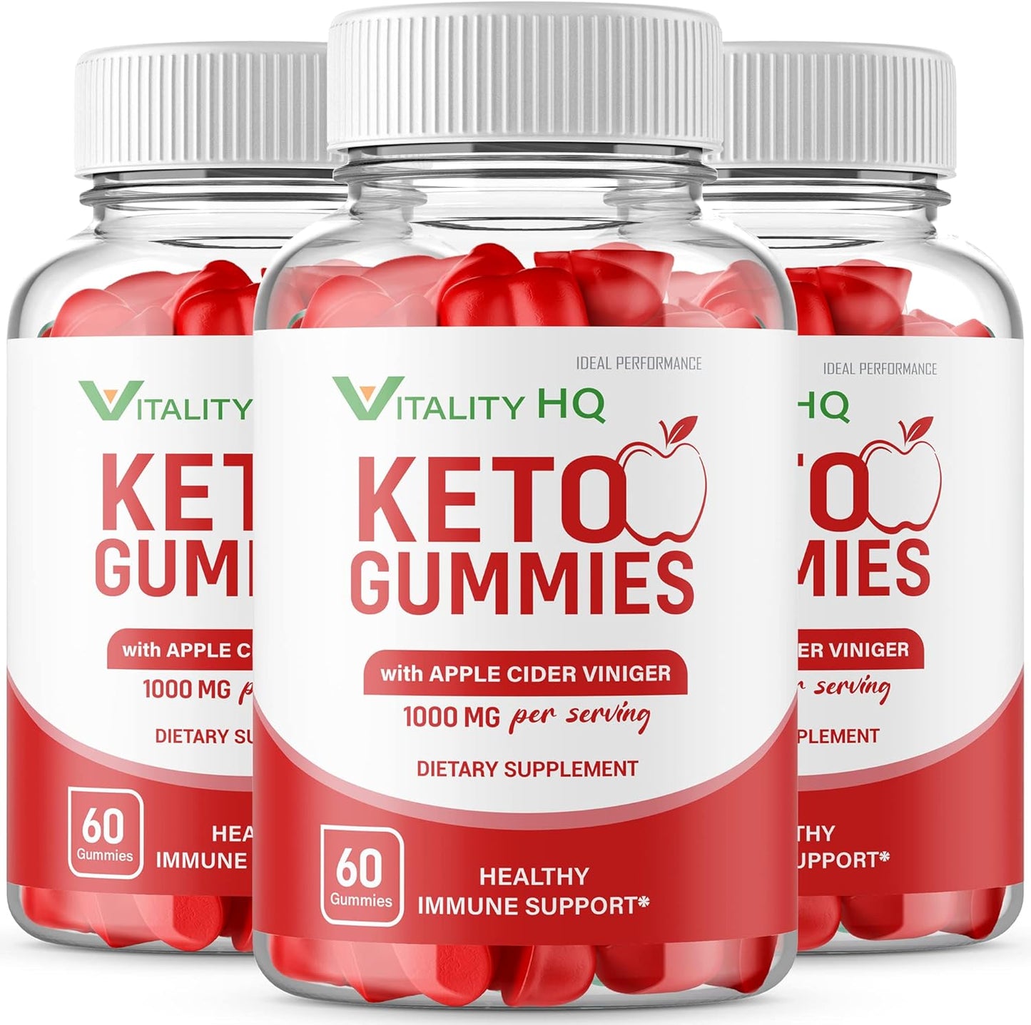 Vitality HQ Ketos & ACV Gummies for Ideal Performance (180 Gummies, 3 Pack)