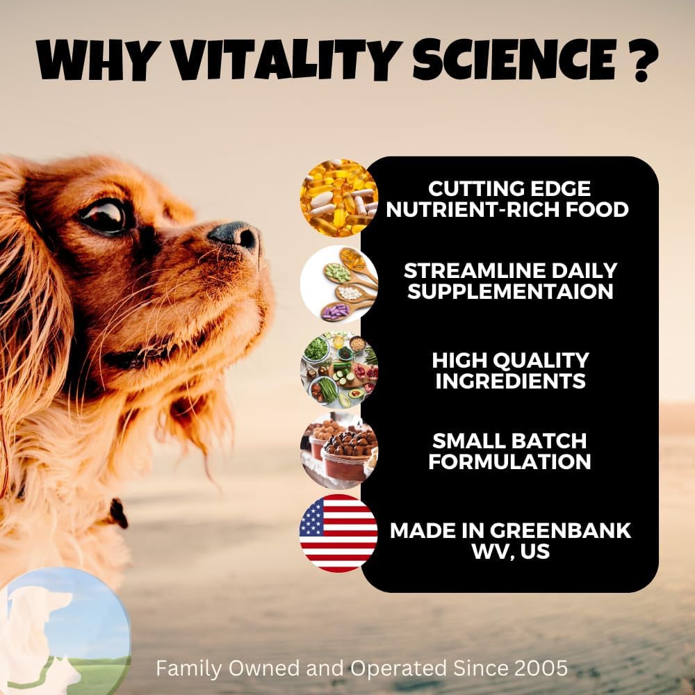 Vitality Science Flex N Free + Vital Pet Lipids for Dogs | Bone & Joint Health | Stiffness Relief | Neurological & Hormonal Support | Large Breed Formula