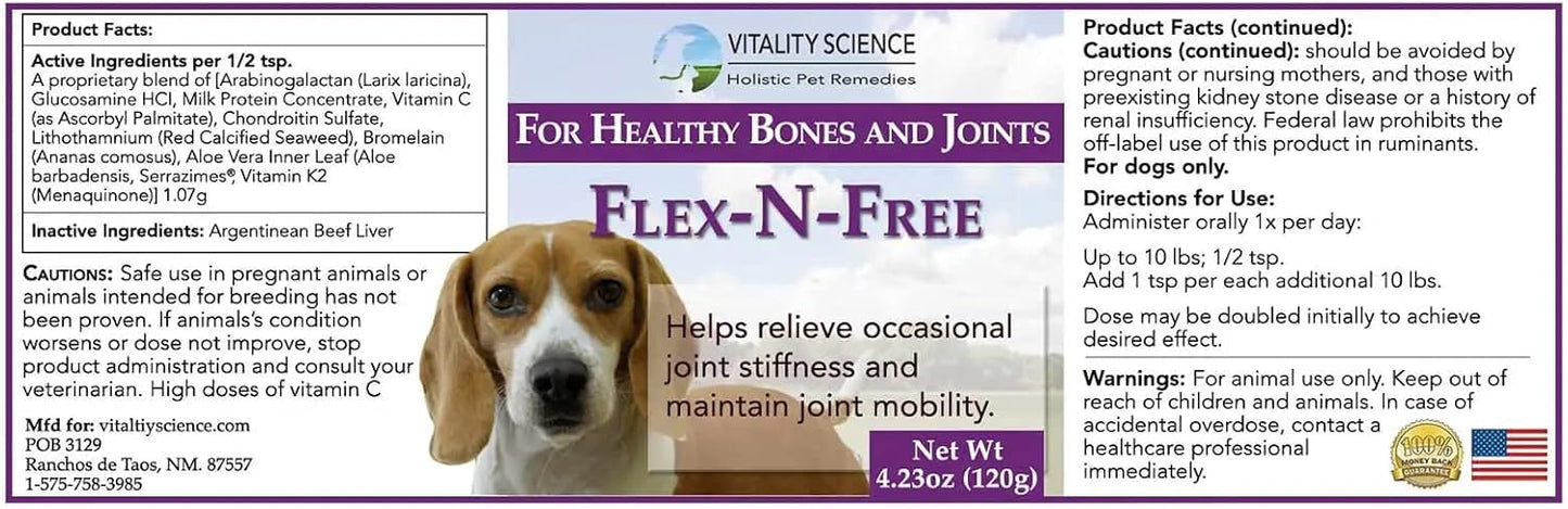 Vitality Science Flex N Free + Vital Pet Lipids for Dogs | Bone & Joint Health | Stiffness Relief | Neurological & Hormonal Support | Large Breed Formula