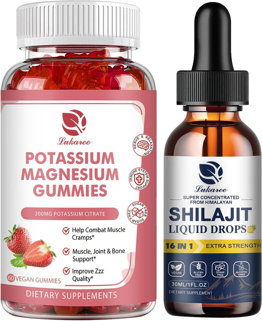 Vitality Wellness Bundle with Lukaree Potassium Gummies and Shilajit Drops for Magnesium Support