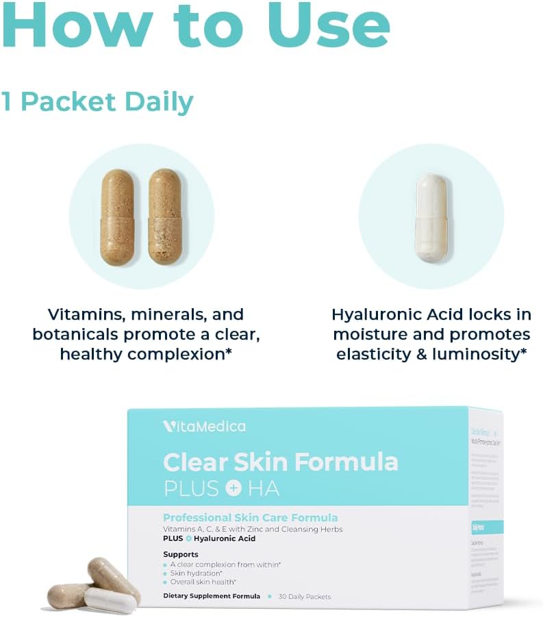 Vitamedica Clear Skin Formula with Hyaluronic Acid - 30 Daily Supplement Packets
