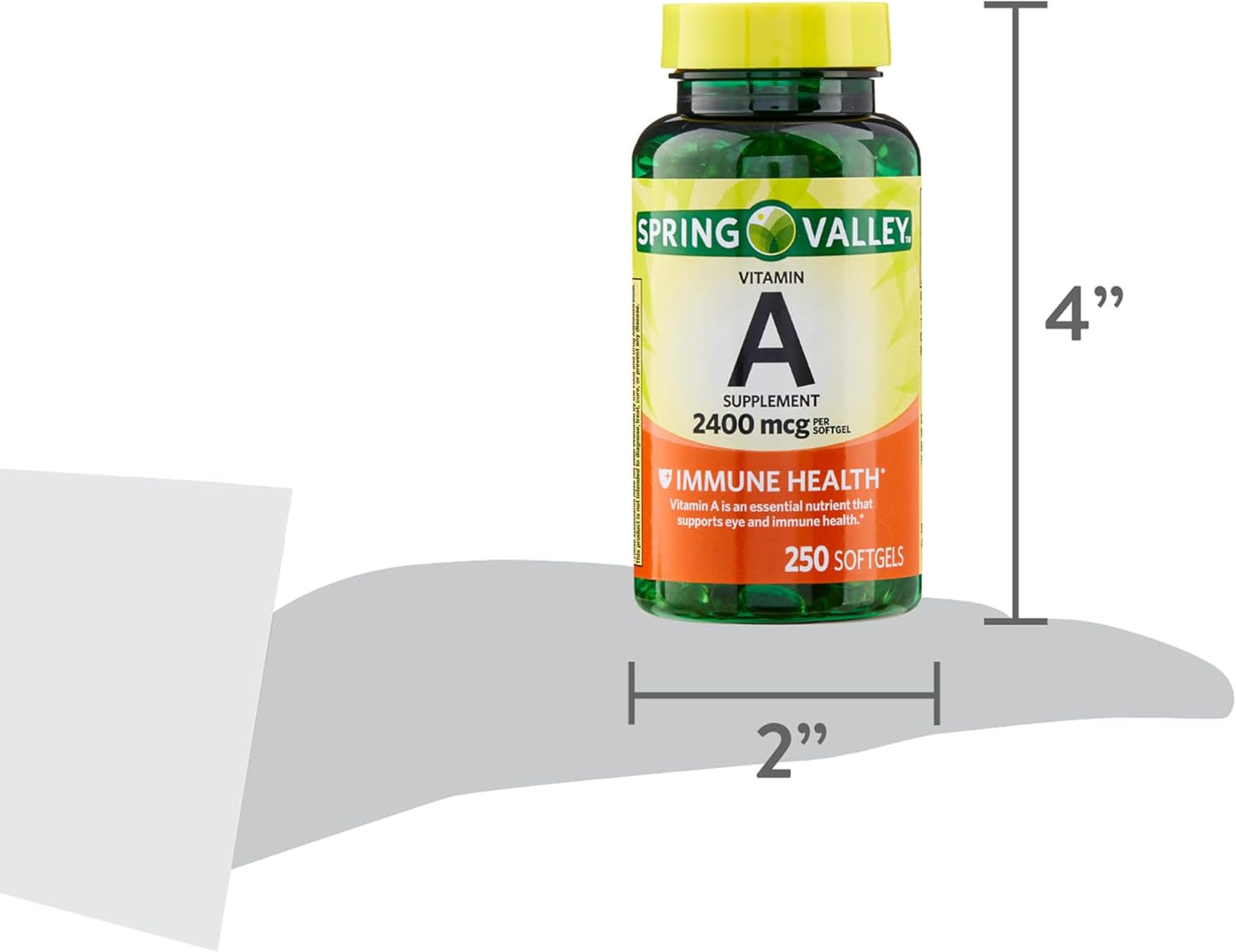 Vitamin A Softgels 2400 mcg, 250 Count with Portable Pill Container - Pack of 2 Items