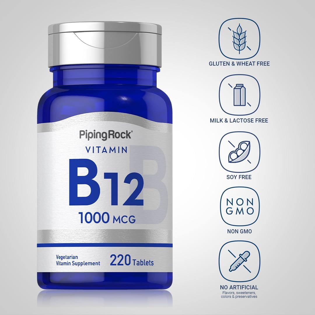 Vitamin B-12 1000mcg Tablets - Non-GMO, Vegetarian & Gluten Free Supplement by Piping Rock
