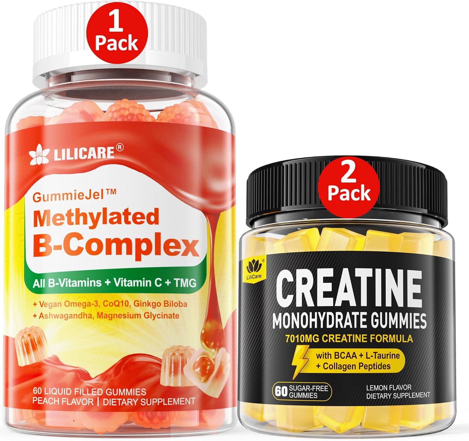 Vitamin B Complex and Creatine Gummies Bundle for Daily Wellness and Energy Boost