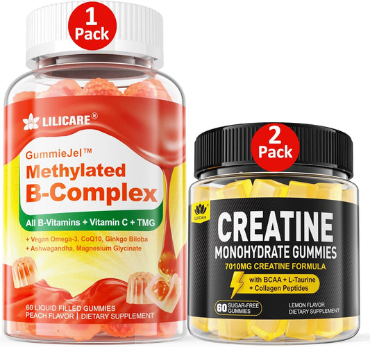 Vitamin B Complex and Creatine Gummies Bundle for Daily Wellness and Energy Boost