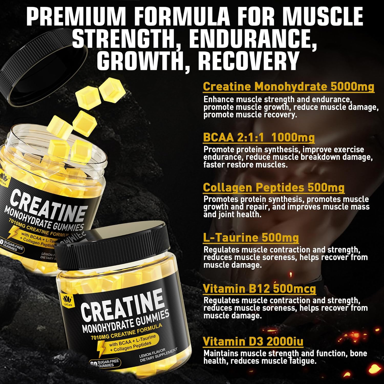 Vitamin B Complex and Creatine Gummies Bundle for Daily Wellness and Energy Boost