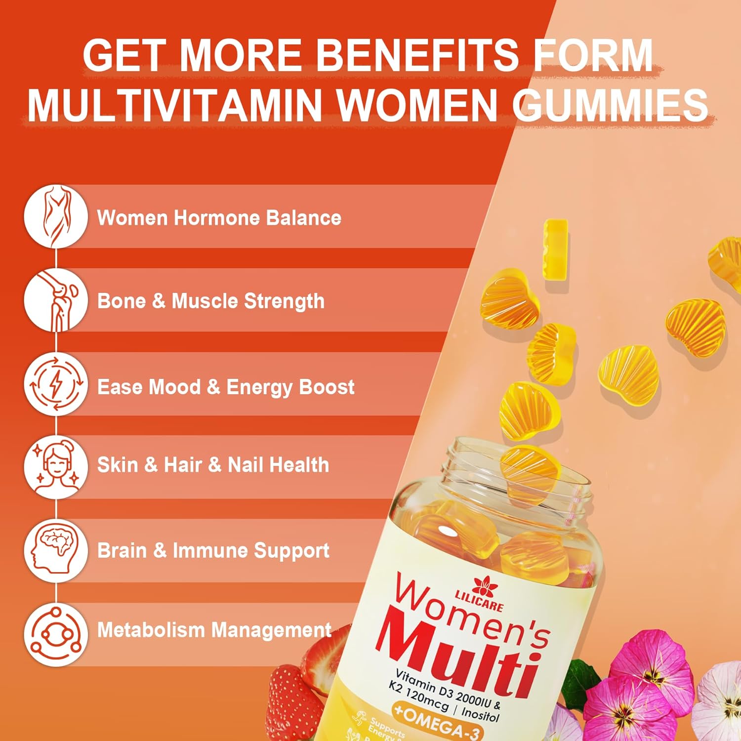 Vitamin B Complex and Women's Multivitamin Gummies by LILICARE