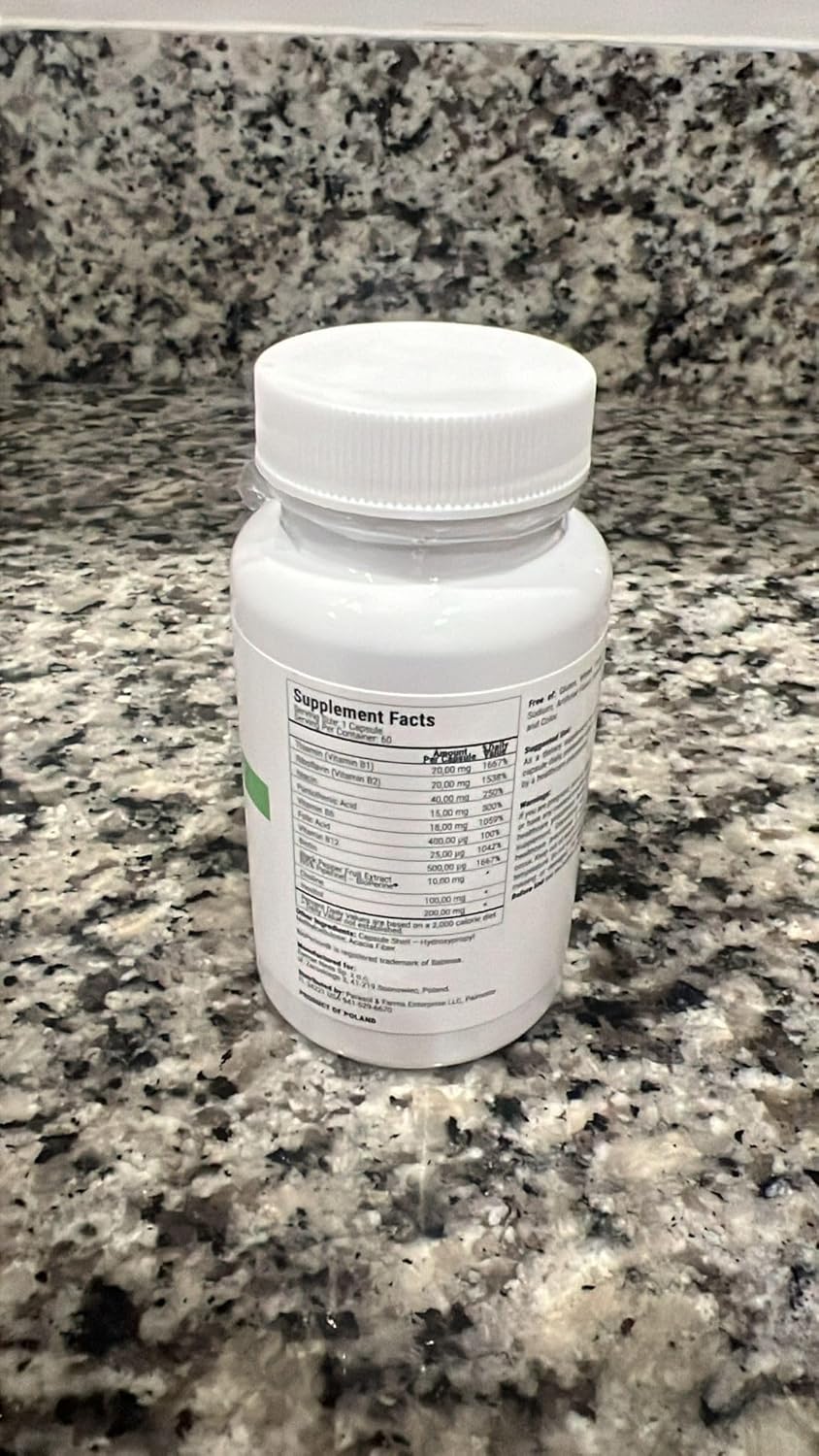 Vitamin B Complex Capsules - 60 Count, 415mg | B1, B2, B3, B6 | Vegan Adults Supplement