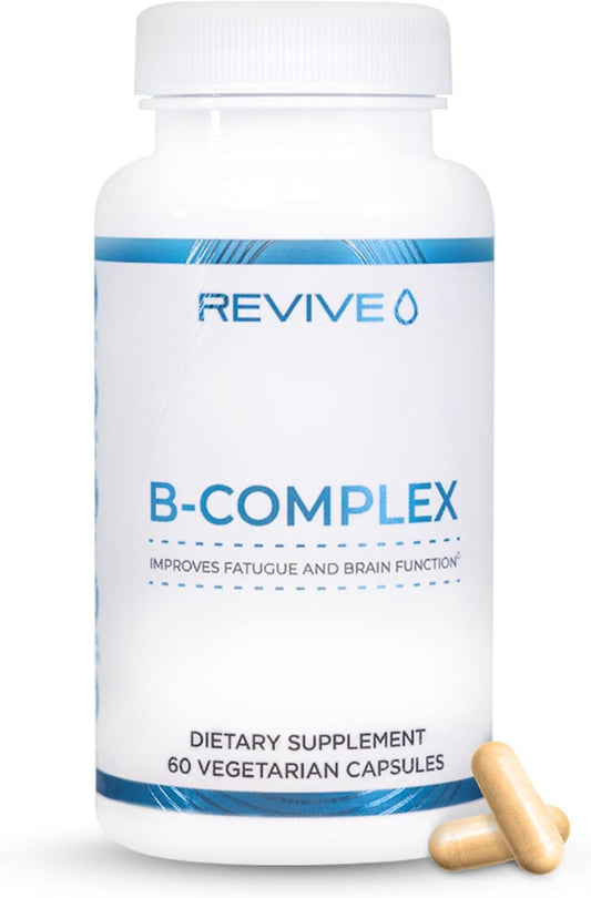 Vitamin B Complex Capsules for Heart Health & Immune Support - B12 Supplement for Brain Function & Energy Boost - Men & Women's Formula by Revive MD