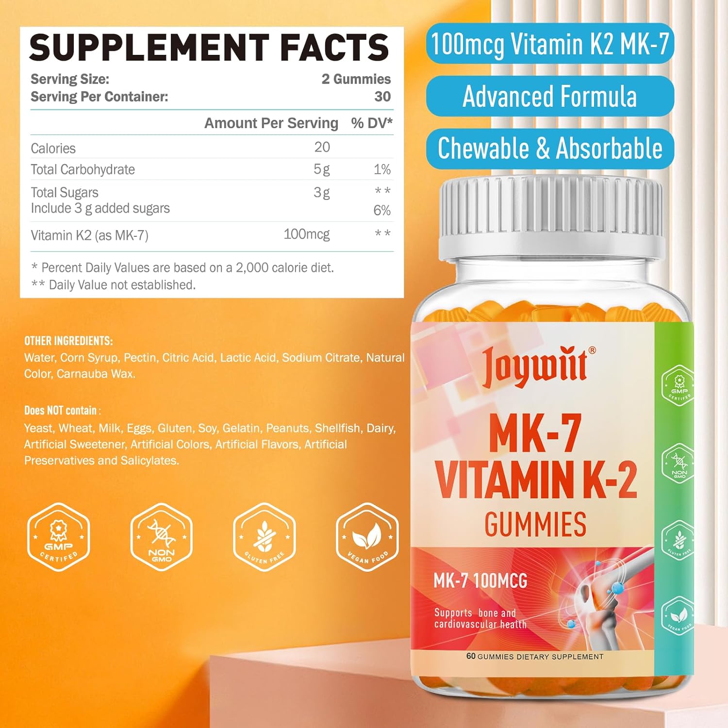 Vitamin B1 and K2 Gummies for Daily Health Support