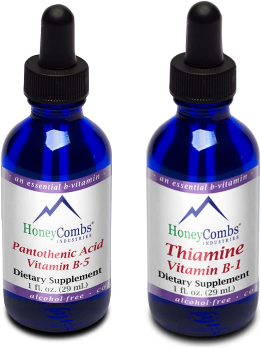 Vitamin B1 Thiamine and B5 Pantothenic Acid Drops - 1 Fl Oz for Energy and Immune Support