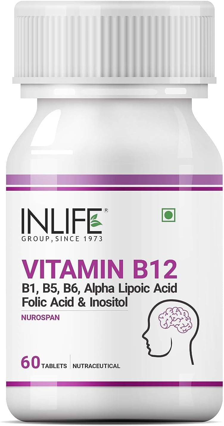 Vitamin B12 Complex with B1, B5, B6, ALA, Folic Acid, Inositol - 60 Supplements