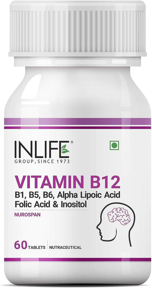 Vitamin B12 Complex with B1, B5, B6, ALA, Folic Acid, Inositol - 60 Supplements