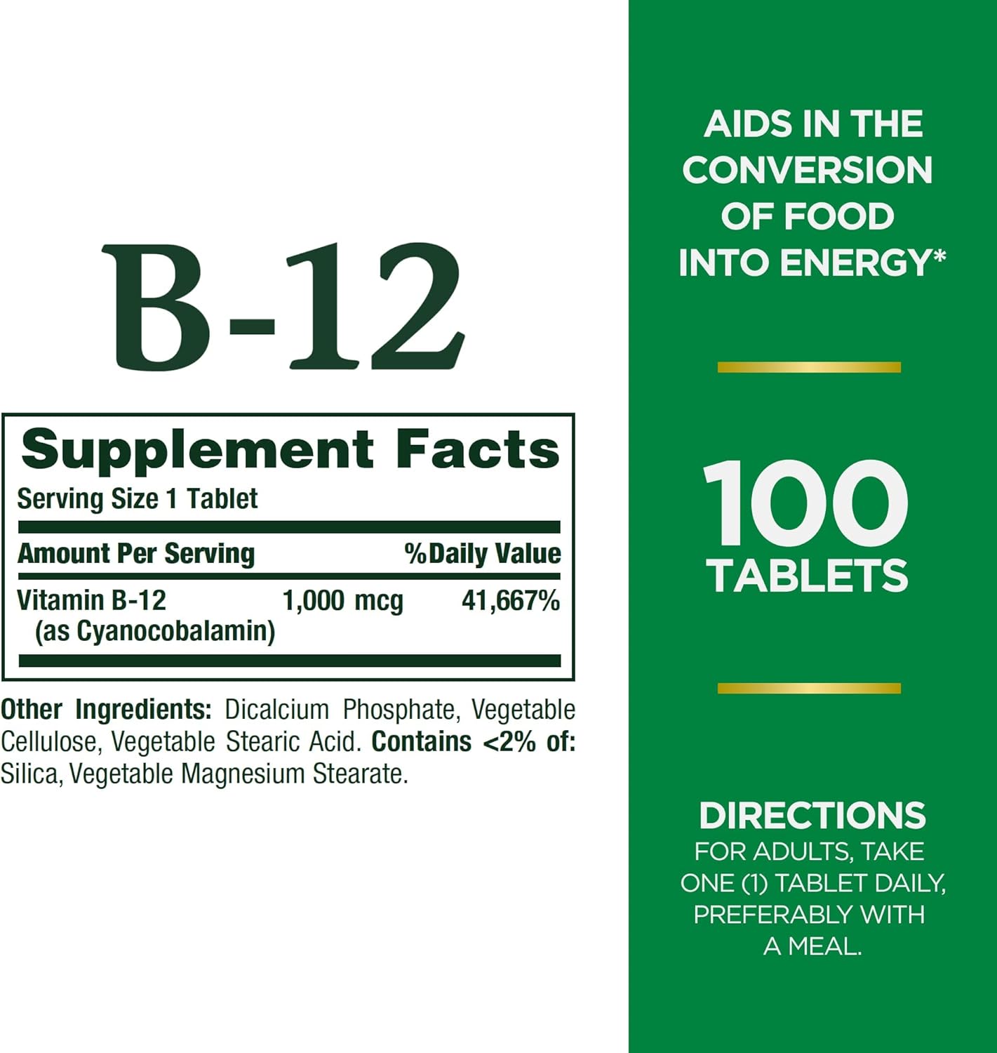 Vitamin B12 for Energy Metabolism Support - 1000 mcg, 100 Count by Nature's Bounty